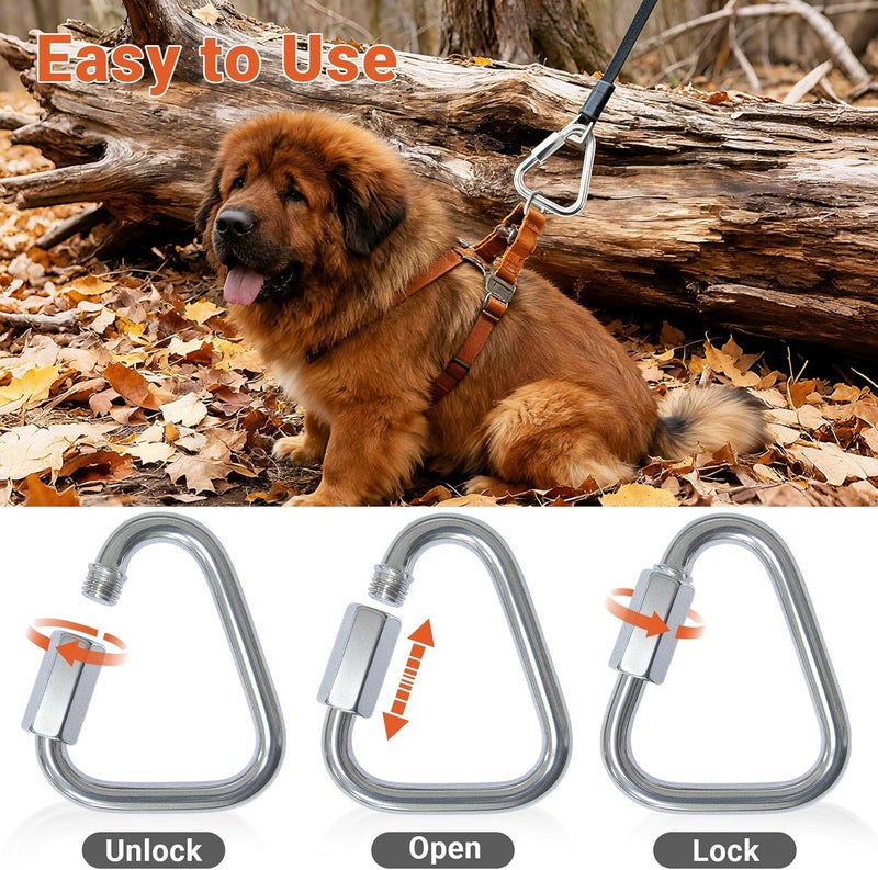 DAJOUJS Triangle Carabiner Clips for Slackline - Heavy Duty Stainless Steel Quick Link Chain Connector - 4/6 /8 Pack - Image 5
